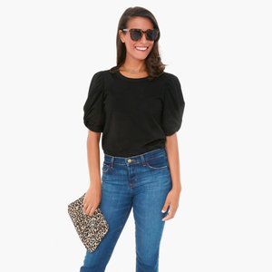 Tuckernuck Pomander Place Black Vesty Puff Sleeve Crewneck Size XS.